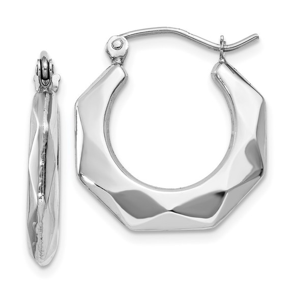 Million Charms 14k White Gold Faceted Hoop Earrings 11 L x...